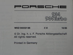 (Used) 86 944, 944 Turbo Owners and Maintenance