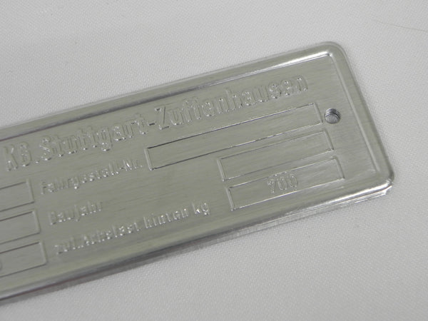 New) 356 A Chassis ID Plate - AASE Sales