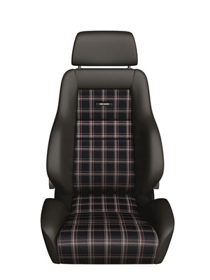 (New) Recaro Classic LS Seat w/ Black Leather Back and Bolsters w/ Checkered Plaid Insert