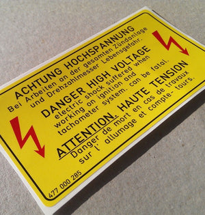 (New) 924/944 "Danger High Voltage" Decal - 1976-85