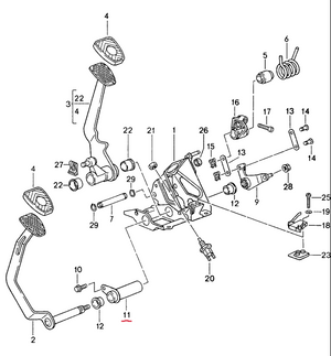 (New) 911 Clutch Pedal Bearing Tube- 1990-98