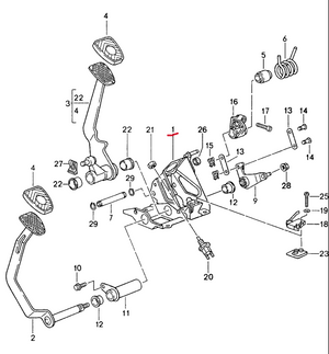 (New) 911/993 Pedal Bearing Bracket - 1997-98