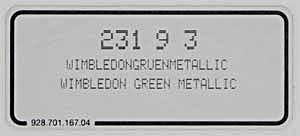 (New) 911/928/964/968/996/Boxster Wimbledon Green Metallic Paint Code Decal - 1991-2008