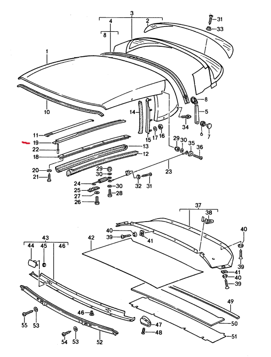 New) 911 Cabriolet Convertible Top Rain Gutter Right - 1986-94