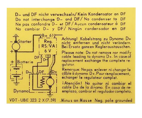 (New) 356 C/SC 6v Voltage Regulator Cover Decal - 1964-65
