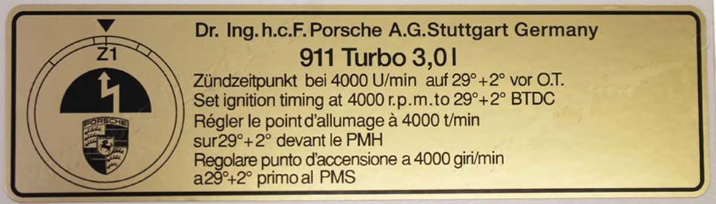 (New) 911 930 EU/ROW Turbo Timing Decal - 1975-77
