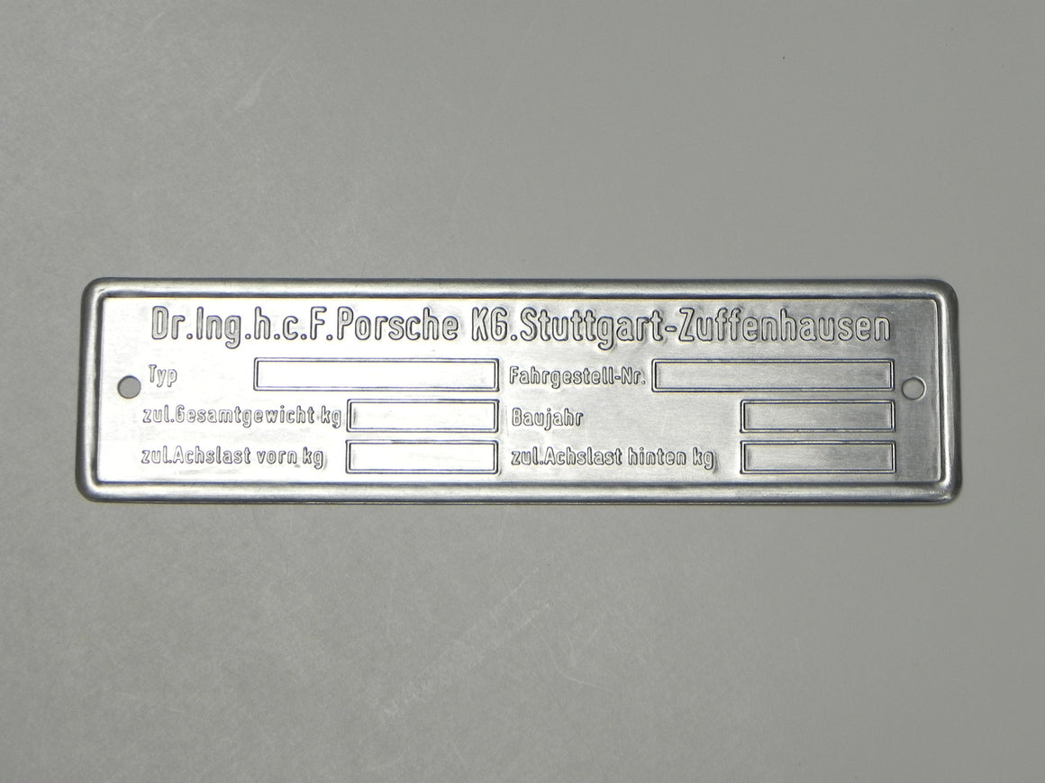 Blank Chassis ID Plate