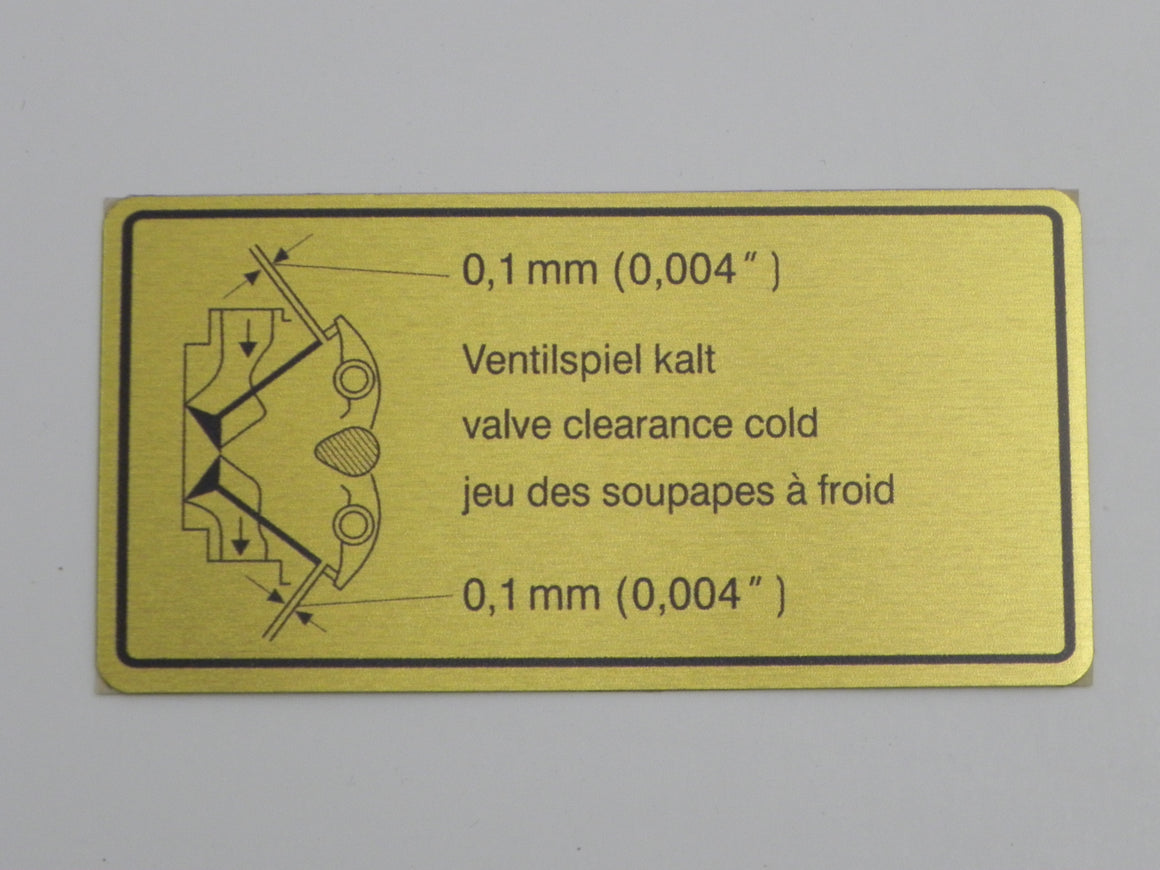 (New) 911/914 Valve Clearance Decal - 1965-94
