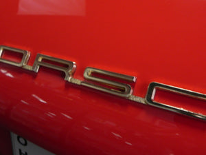 (New) 911/912 Gold One-Piece 'Porsche' Engine Lid Logo - 1965-66
