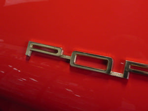 (New) 911/912 Gold One-Piece 'Porsche' Engine Lid Logo - 1965-66