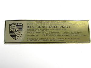 (New) 911 SC Timing Decal - 1983