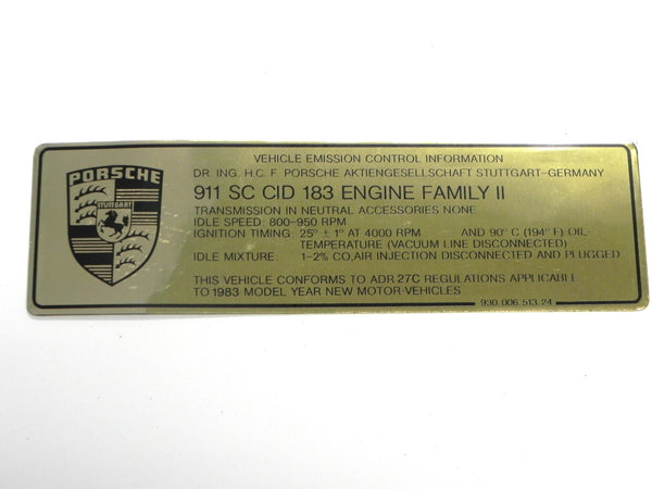 New) 911 SC Timing Decal - 1983 - AASE Sales