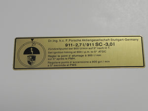 (New) 911 2.7 or 3.0 Timing Decal - 1974-77