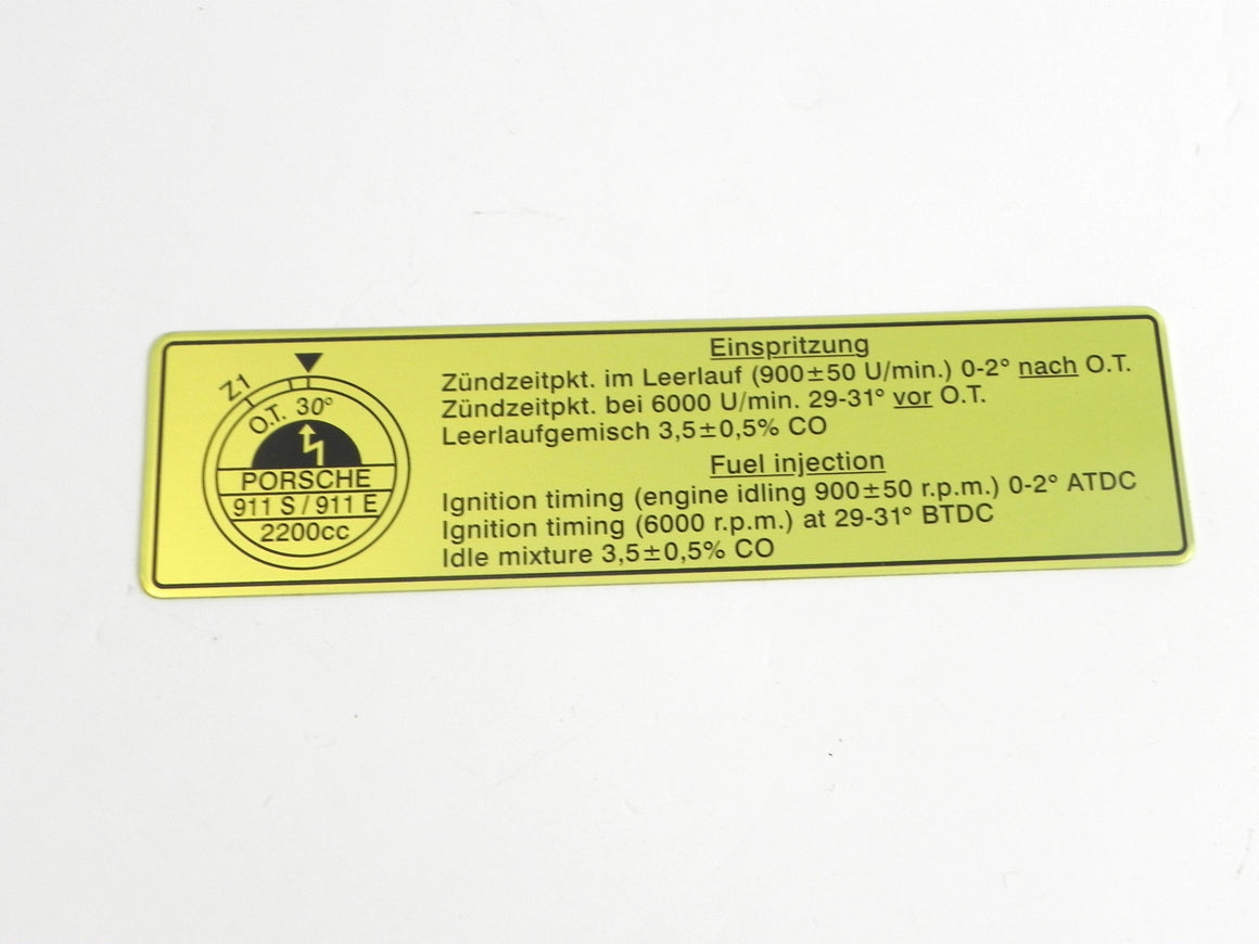 (New) 911 S or E Timing Decal - 1970-71