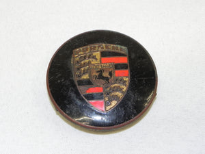 (Used) 356/911/912 Genuine Porsche Gold Enamel Hubcap Crest with Late Style Red Bars - 1950-76