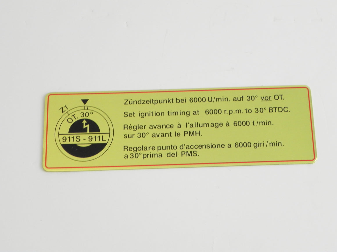 (New) 911S-911L Timing Decal with Red Border - 1967-68