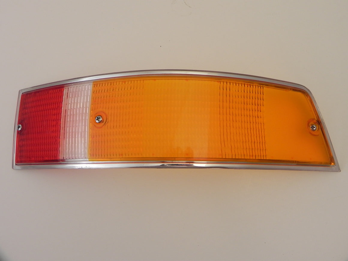 (New) Porsche European Right Tail Light Lens with Silver Trim - 1969-72