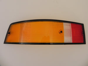 (New) 911/912/930 Genuine Left Side Euro Amber/Red/Clear Tail Light Lens with Black Trim - 1973-89