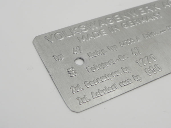 New) 914/4 Chassis ID Plate - 1970-76 - AASE Sales