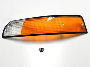 (New) 911 Black Trim Euro Front Left Amber/Clear Turn Signal Lens - 1973