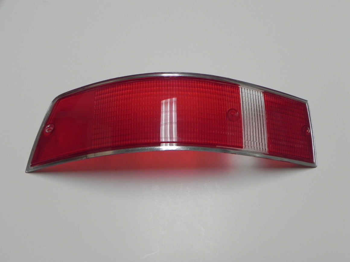 (New) 911/912 Left Side USA Red/White Taillight Lens with Silver Trim - 1969-72