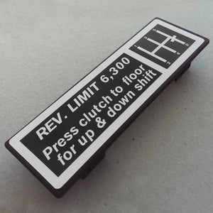 (New) 911 IROC/RSR Radio Delete Plate Rev. Limit 6300 RPM - 1978-89
