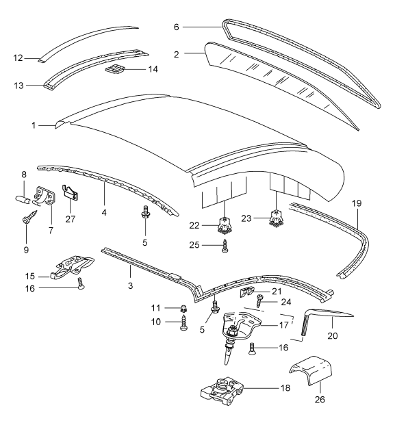 New) 911/996 Cabriolet Right Side Top Latch Bottom - 1999-04