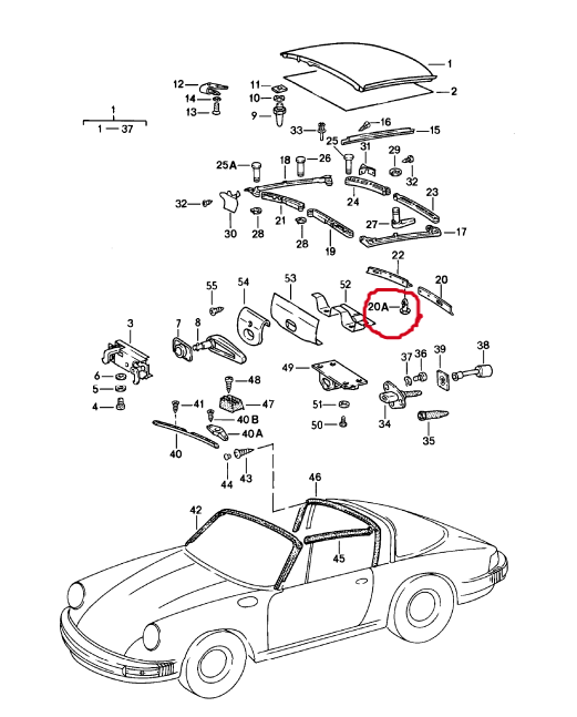 New) 911 Targa Top Pin for Folding Arm Covers - 1978-86 - AASE Sales