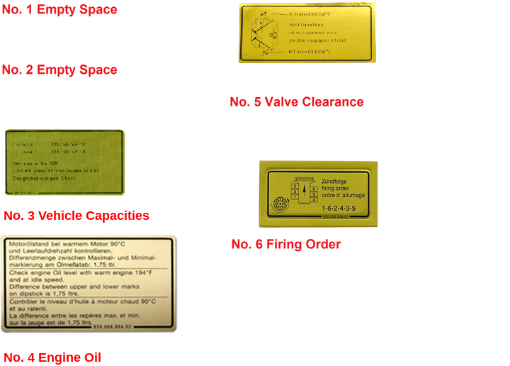 (New) 911 SC Engine Bay Decal Set - 1978-83