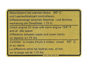 (New) 911 Carrera 3.2L Engine Bay Decal Set - 1984-86