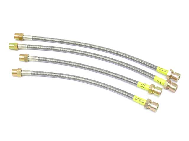 (New) 911/912/930 Brake Hose Set Steel Braided with Clear Protective Jacket - 1969-89