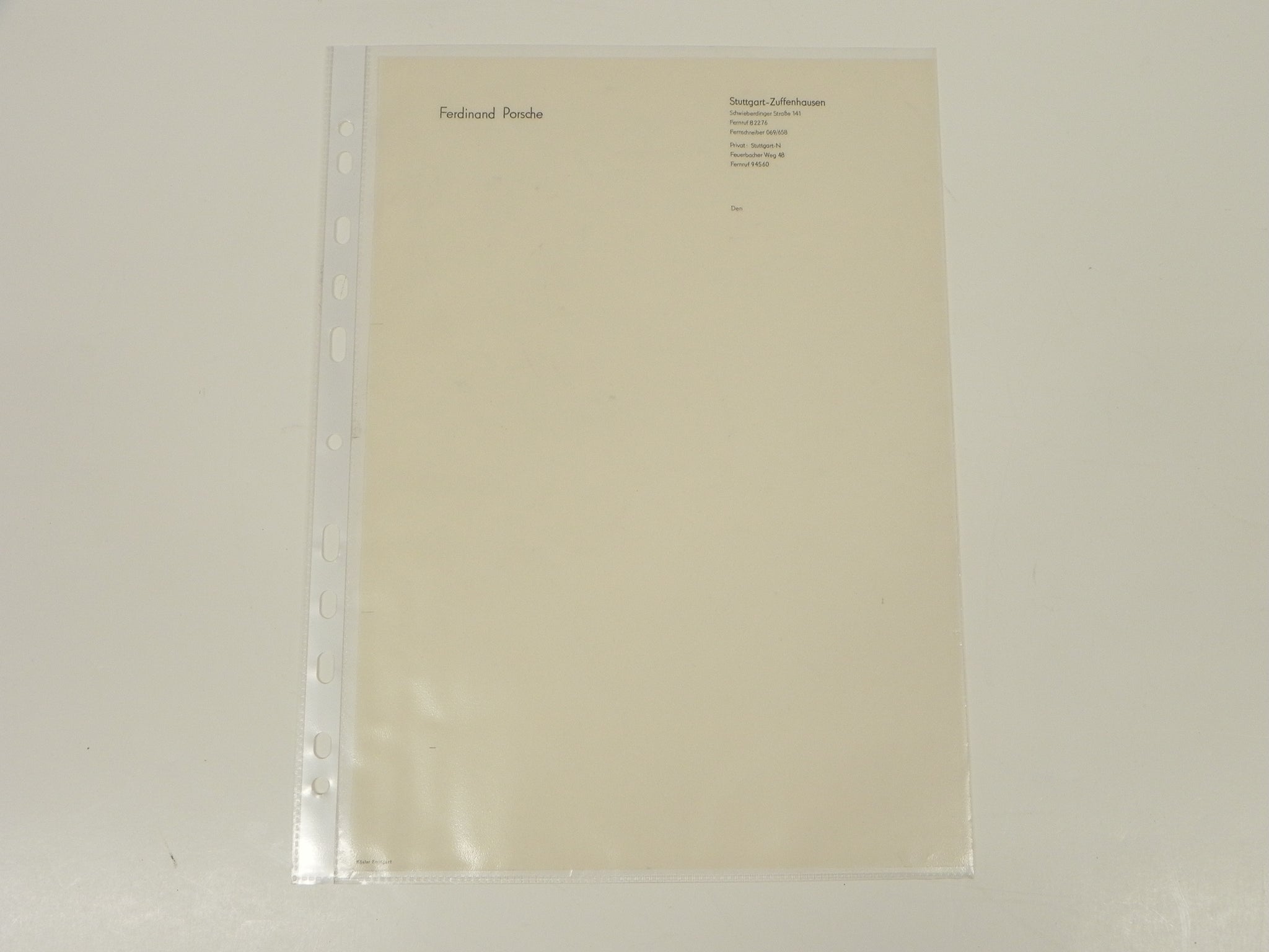 (NOS) Original Ferdinand Porsche Blank Letterhead