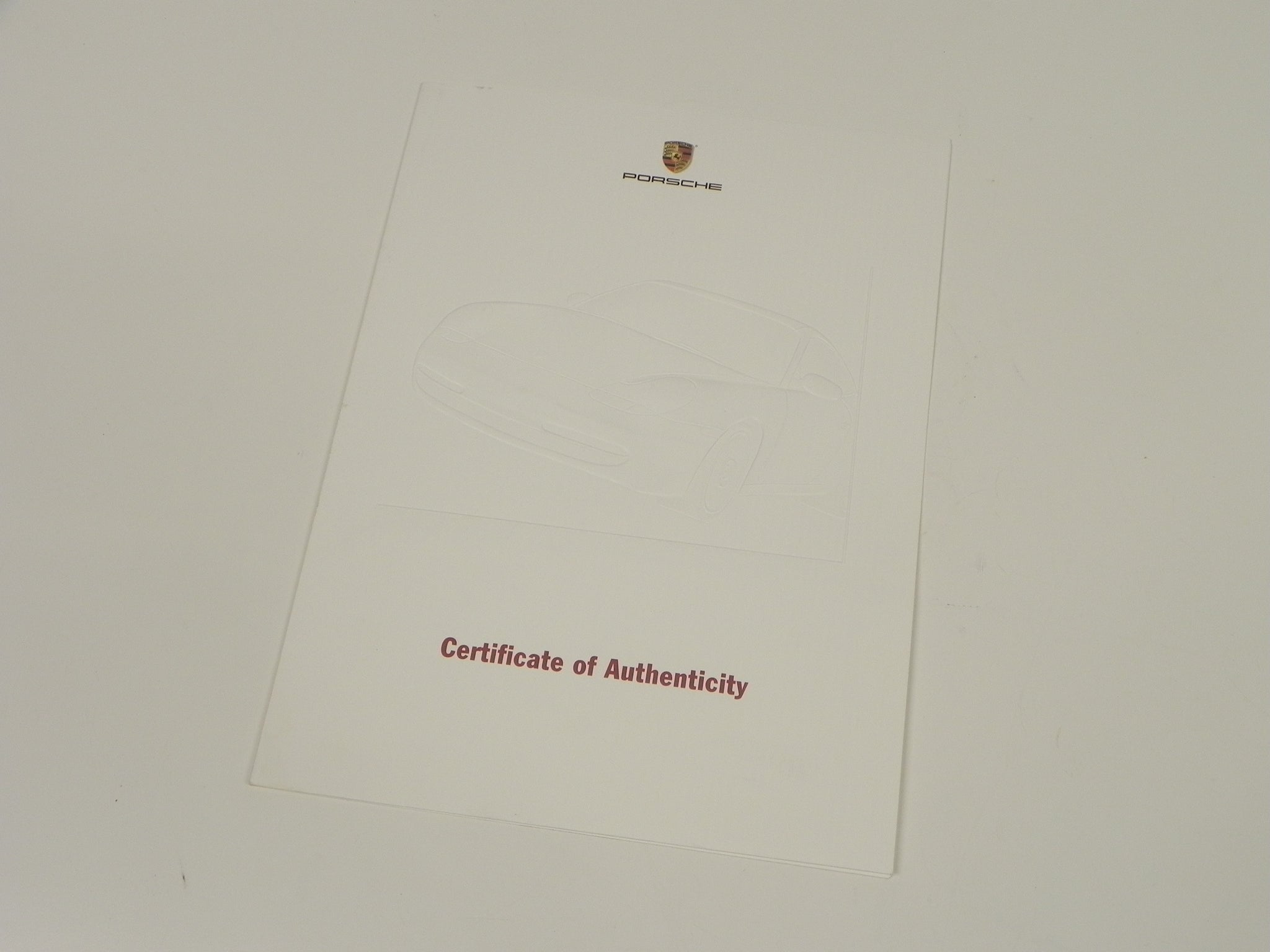 (Original) Porsche Certificate of Authenticity Folder Cover