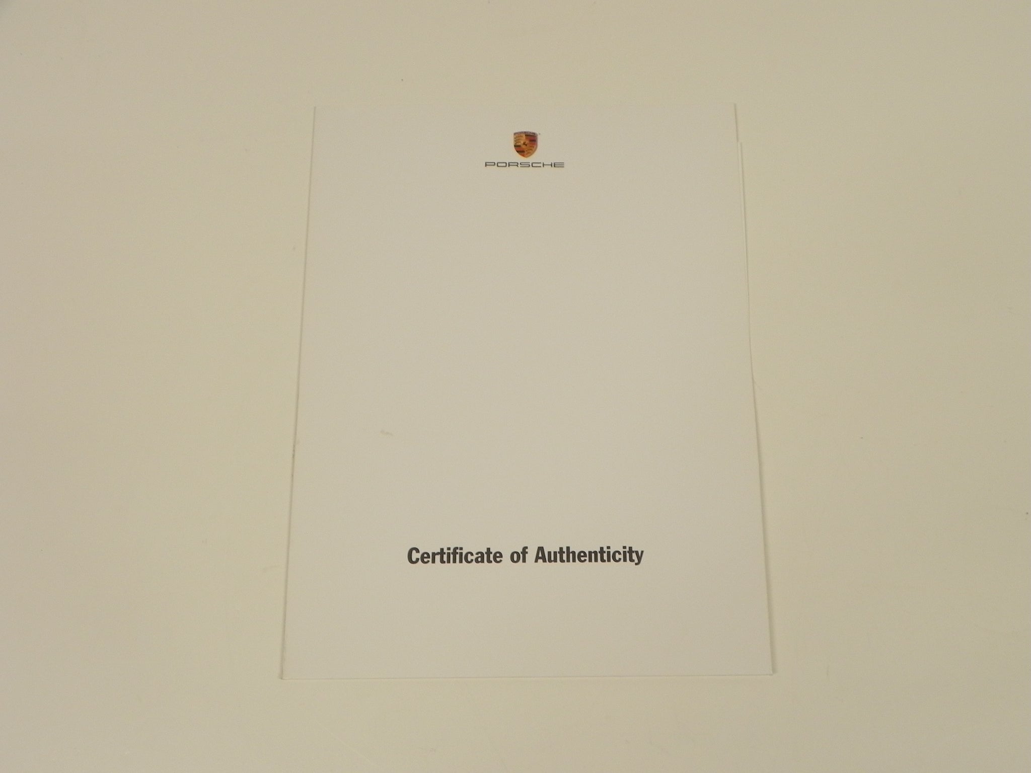 (Original) Porsche Certificate of Authenticity Folder Cover