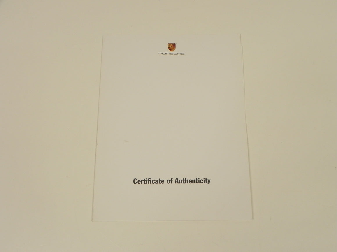 (Original) Porsche Certificate of Authenticity Folder Cover