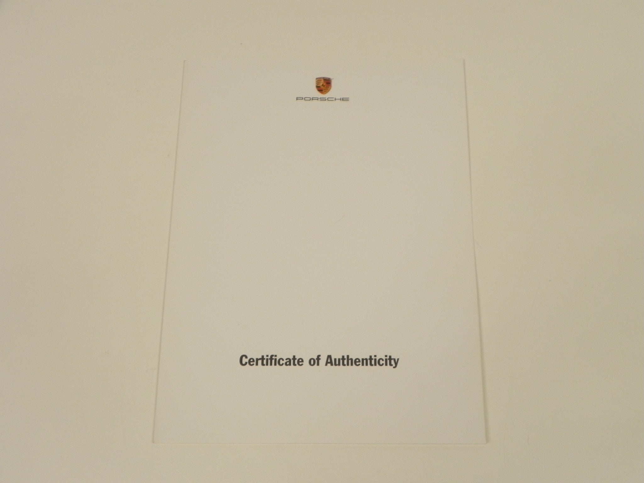 (Original) Porsche Certificate of Authenticity Folder Cover