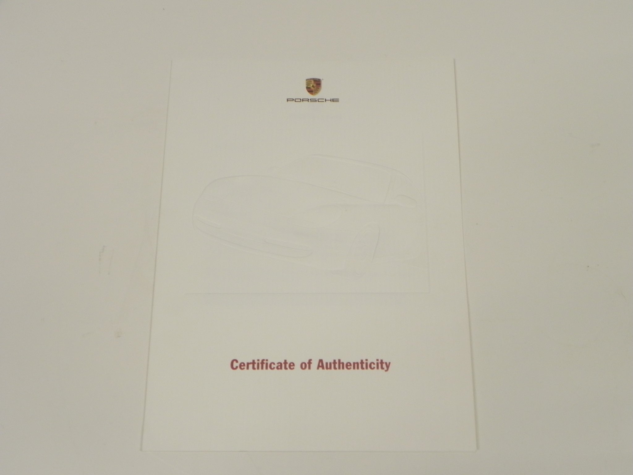 (Original) Porsche Certificate of Authenticity Folder Cover