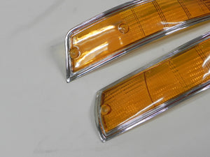 (Used) 911/912 Front Left & Right USA Amber Turn Signal Lens with Silver Trim - 1969-72