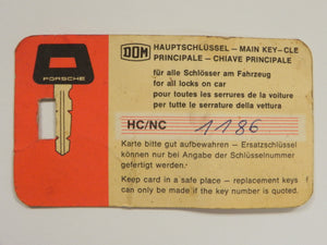 (Original) 911/914/930 Black Master Key Coded 1186 - 1965-89