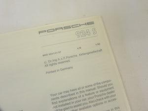 (NOS) 924S Owner's Manual - 1987