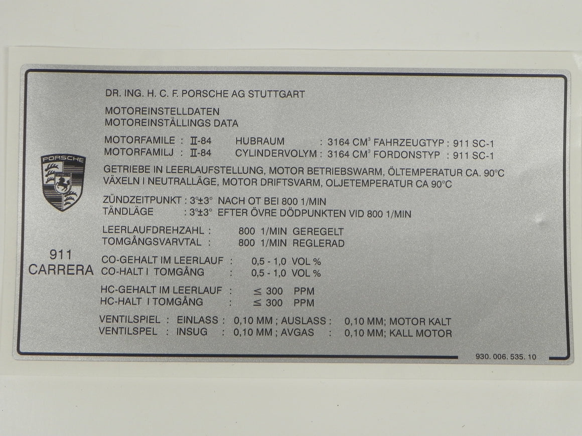 (New) 911 Carrera 1984 Catalyst Decal