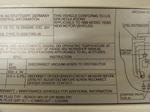 (New) 911 Turbo Emission Catalyst Decal - 1988-89