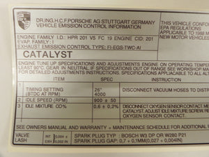 (New) 911 Turbo Emission Catalyst Decal - 1988-89