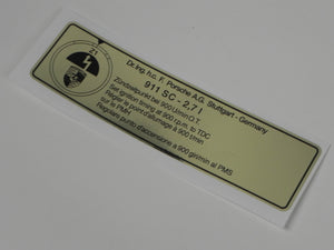 (New) 911 Carrera RS, Carrera 2.7L Timing Decal - 1972-77