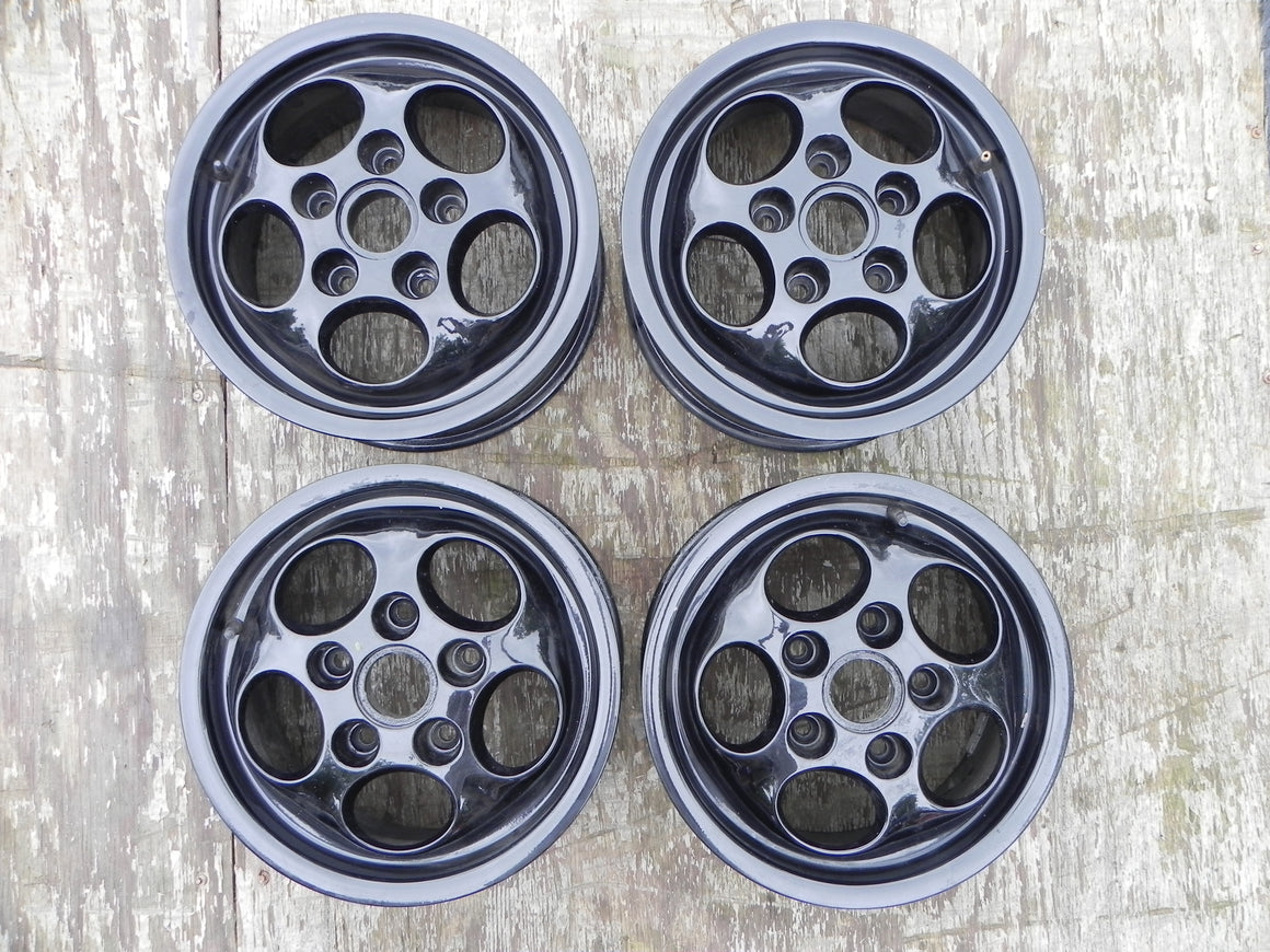 (Used) 944 Set of 4 Phone Dial 6jx15" Black Wheels