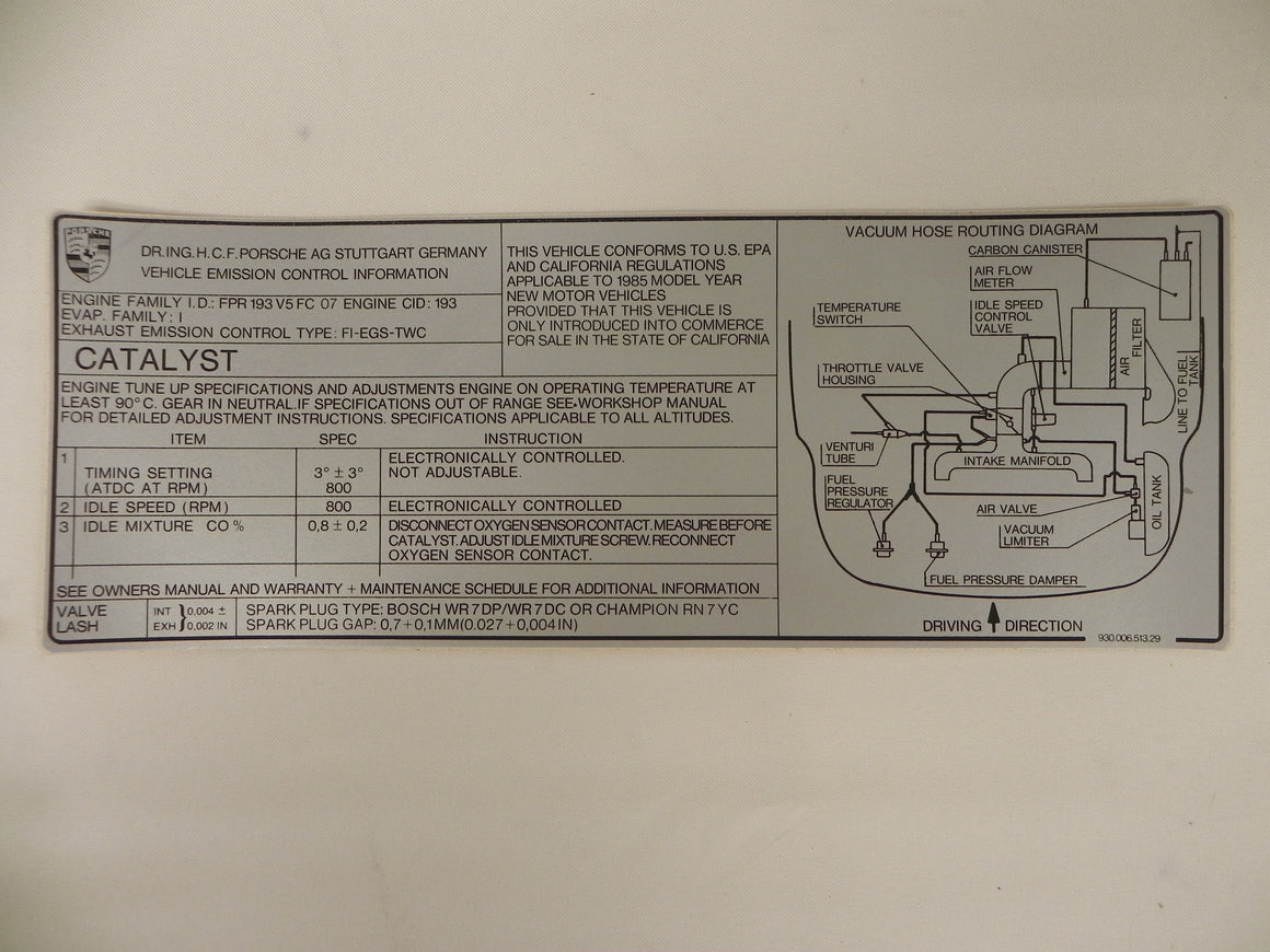 (New) 911 California Catalyst Decal - 1985