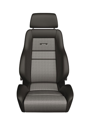 (New) Recaro Classic LS Seat w/ Black Leather Back and Bolsters w/ Pepita Cloth Insert