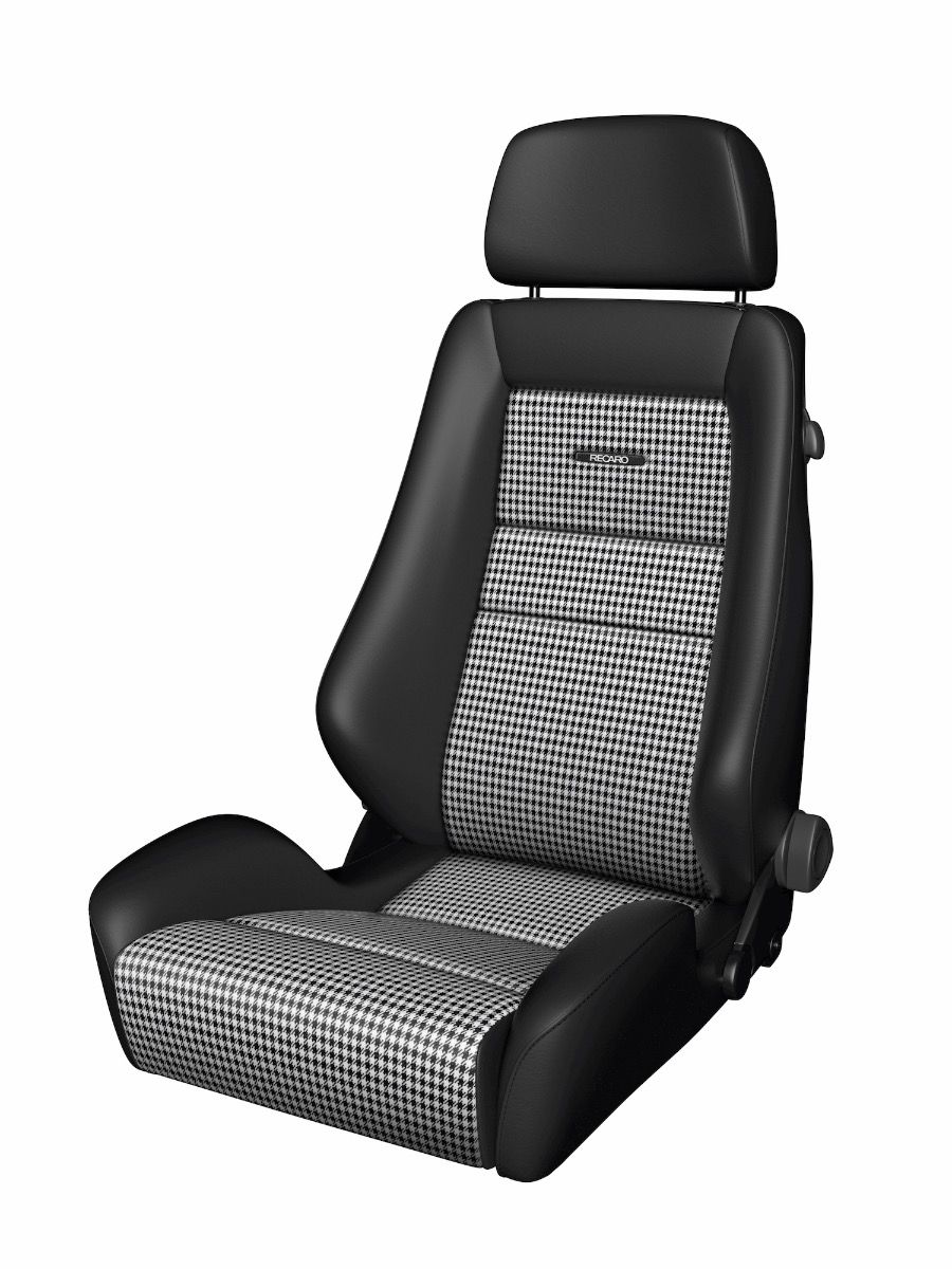 (New) Recaro Classic LX Seat w/ Black Leather w/ Pepita Cloth Insert