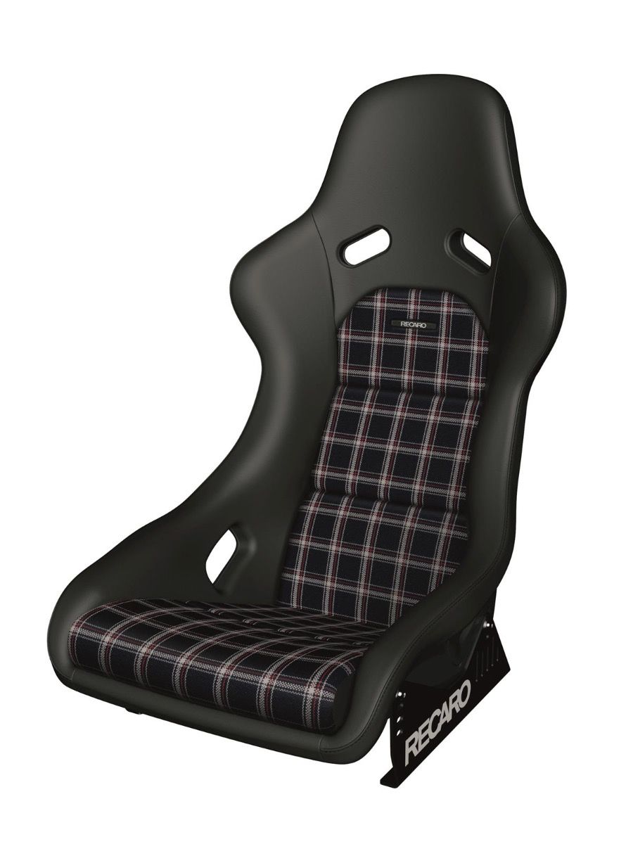 (New) Recaro Classic Pole Position ABE Seat in Black Leather w/ Checkered Plaid Insert