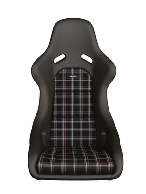 (New) Recaro Classic Pole Position ABE Seat in Black Leather w/ Checkered Plaid Insert